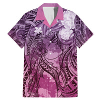 Pacific Beauty Girl Family Matching Mermaid Dress and Hawaiian Shirt Pink Polyneisan Tribal Vintage Motif