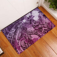 Pacific Beauty Girl Rubber Doormat Pink Polyneisan Tribal Vintage Motif