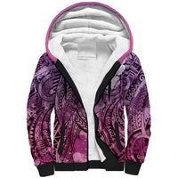 Pacific Beauty Girl Sherpa Hoodie Pink Polyneisan Tribal Vintage Motif LT9 Unisex Pink - Polynesian Pride