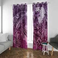 Pacific Beauty Girl Window Curtain Pink Polyneisan Tribal Vintage Motif
