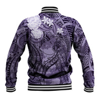 Pacific Beauty Girl Baseball Jacket Violet Polyneisan Tribal Vintage Motif