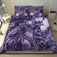 Pacific Beauty Girl Bedding Set Violet Polyneisan Tribal Vintage Motif