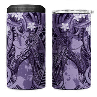 Pacific Beauty Girl 4 in 1 Can Cooler Tumbler Violet Polyneisan Tribal Vintage Motif