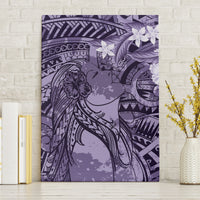 Pacific Beauty Girl Canvas Wall Art Violet Polyneisan Tribal Vintage Motif