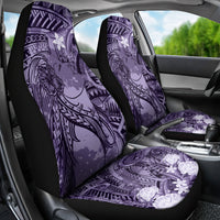 Pacific Beauty Girl Car Seat Cover Violet Polyneisan Tribal Vintage Motif