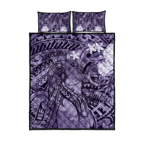 Pacific Beauty Girl Quilt Bed Set Violet Polyneisan Tribal Vintage Motif