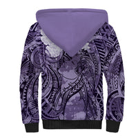 Pacific Beauty Girl Sherpa Hoodie Violet Polyneisan Tribal Vintage Motif