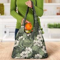 Tongan Kupesi Ngatu Hibiscus Vintage Motif Grocery Bag