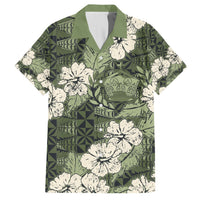 Tongan Kupesi Ngatu Hibiscus Vintage Motif Hawaiian Shirt LT9 Green - Polynesian Pride