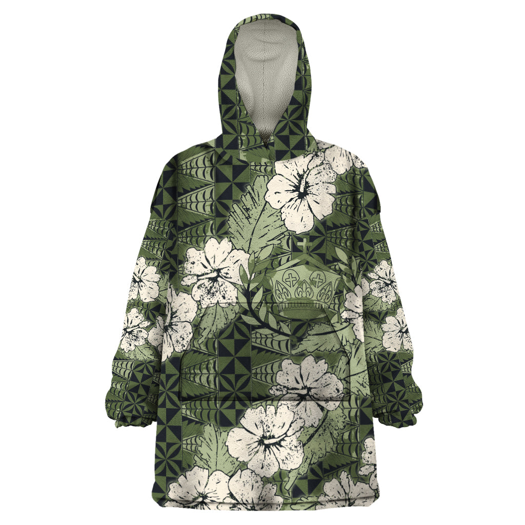 Tongan Kupesi Ngatu Hibiscus Vintage Motif Wearable Blanket Hoodie