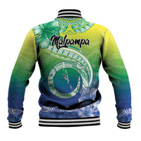 Malpampa Vanuatu Baseball Jacket Hibiscus Sand Drawing with Pacific Pattern