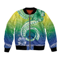 Malpampa Vanuatu Bomber Jacket Hibiscus Sand Drawing with Pacific Pattern