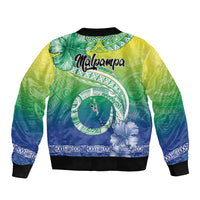 Malpampa Vanuatu Bomber Jacket Hibiscus Sand Drawing with Pacific Pattern