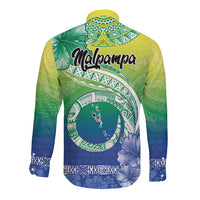 Malpampa Vanuatu Long Sleeve Button Shirt Hibiscus Sand Drawing with Pacific Pattern