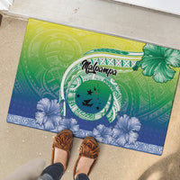 Malpampa Vanuatu Rubber Doormat Hibiscus Sand Drawing with Pacific Pattern