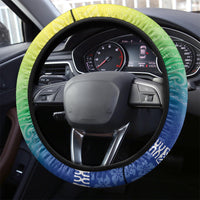 Malpampa Vanuatu Steering Wheel Cover Hibiscus Sand Drawing with Pacific Pattern