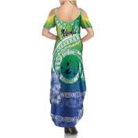 Malpampa Vanuatu Summer Maxi Dress Hibiscus Sand Drawing with Pacific Pattern