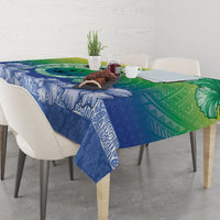 Malpampa Vanuatu Tablecloth Hibiscus Sand Drawing with Pacific Pattern