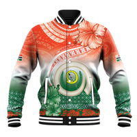 Penama Vanuatu Baseball Jacket Hibiscus Sand Drawing with Pacific Pattern