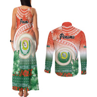 Penama Vanuatu Couples Matching Tank Maxi Dress and Long Sleeve Button Shirt Hibiscus Sand Drawing with Pacific Pattern