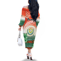 Penama Vanuatu Family Matching Off The Shoulder Long Sleeve Dress and Hawaiian Shirt Hibiscus Sand Drawing with Pacific Pattern