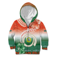 Penama Vanuatu Kid Hoodie Hibiscus Sand Drawing with Pacific Pattern