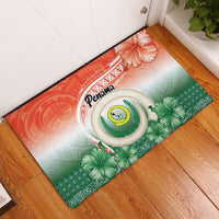 Penama Vanuatu Rubber Doormat Hibiscus Sand Drawing with Pacific Pattern