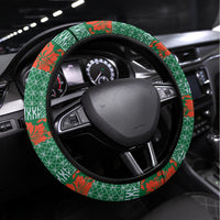 Penama Vanuatu Steering Wheel Cover Hibiscus Sand Drawing with Pacific Pattern