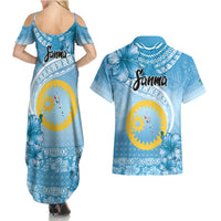 Sanma Vanuatu Couples Matching Summer Maxi Dress and Hawaiian Shirt Hibiscus Sand Drawing with Pacific Pattern
