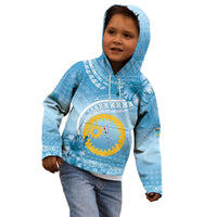Sanma Vanuatu Kid Hoodie Hibiscus Sand Drawing with Pacific Pattern