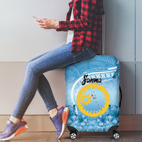 Sanma Vanuatu Luggage Cover Hibiscus Sand Drawing with Pacific Pattern