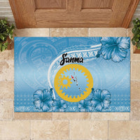 Sanma Vanuatu Rubber Doormat Hibiscus Sand Drawing with Pacific Pattern
