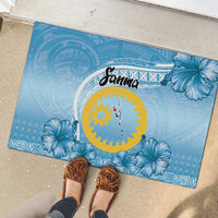 Sanma Vanuatu Rubber Doormat Hibiscus Sand Drawing with Pacific Pattern