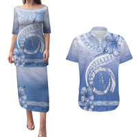 Shefa Vanuatu Couples Matching Puletasi and Hawaiian Shirt Hibiscus Sand Drawing with Pacific Pattern