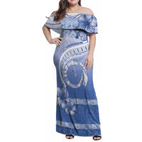 Shefa Vanuatu Family Matching Off Shoulder Maxi Dress and Hawaiian Shirt Hibiscus Sand Drawing with Pacific Pattern