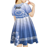 Shefa Vanuatu Kid Short Sleeve Dress Hibiscus Sand Drawing with Pacific Pattern