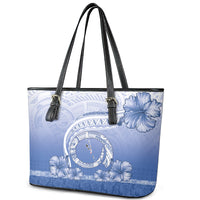 Shefa Vanuatu Leather Tote Bag Hibiscus Sand Drawing with Pacific Pattern