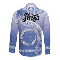Shefa Vanuatu Long Sleeve Button Shirt Hibiscus Sand Drawing with Pacific Pattern