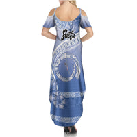 Shefa Vanuatu Summer Maxi Dress Hibiscus Sand Drawing with Pacific Pattern