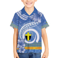 Tafea Vanuatu Kid Hawaiian Shirt Hibiscus Sand Drawing with Pacific Pattern