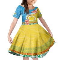 Torba Vanuatu Family Matching Off Shoulder Short Dress and Hawaiian Shirt Hibiscus Sand Drawing with Pacific Pattern