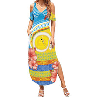 Torba Vanuatu Family Matching Summer Maxi Dress and Hawaiian Shirt Hibiscus Sand Drawing with Pacific Pattern