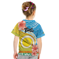 Torba Vanuatu Kid T Shirt Hibiscus Sand Drawing with Pacific Pattern
