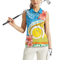 Torba Vanuatu Women Sleeveless Polo Shirt Hibiscus Sand Drawing with Pacific Pattern