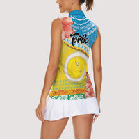 Torba Vanuatu Women Sleeveless Polo Shirt Hibiscus Sand Drawing with Pacific Pattern