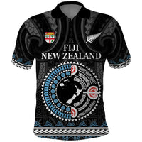 Custom Fiji and New Zealand Polo Shirt Maori Fern Mix Tapa Tribal Unique