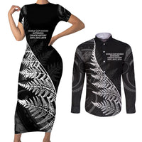 New Zealand Black Fern 7s Couples Matching Short Sleeve Bodycon Dress and Long Sleeve Button Shirt History World Cup Sevens