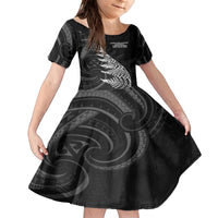 New Zealand Black Fern 7s Family Matching Off The Shoulder Long Sleeve Dress and Hawaiian Shirt History World Cup Sevens