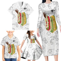Hawaii Lei Kamehameha Family Matching Long Sleeve Bodycon Dress and Hawaiian Shirt Ke'oke'o Seamless Pattern Hibiscus Flower