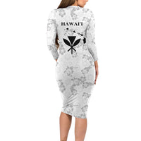 Hawaii Lei Kamehameha Family Matching Long Sleeve Bodycon Dress and Hawaiian Shirt Ke'oke'o Seamless Pattern Hibiscus Flower